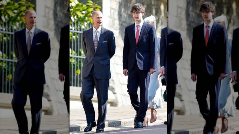 Prince Edward, Duke of Edinburgh and James, Earl of Wessex attend the traditional Easter Sunday Mattins Service at St George's Chapel, Windsor Castle on April 20, 2025 in Windsor, England.