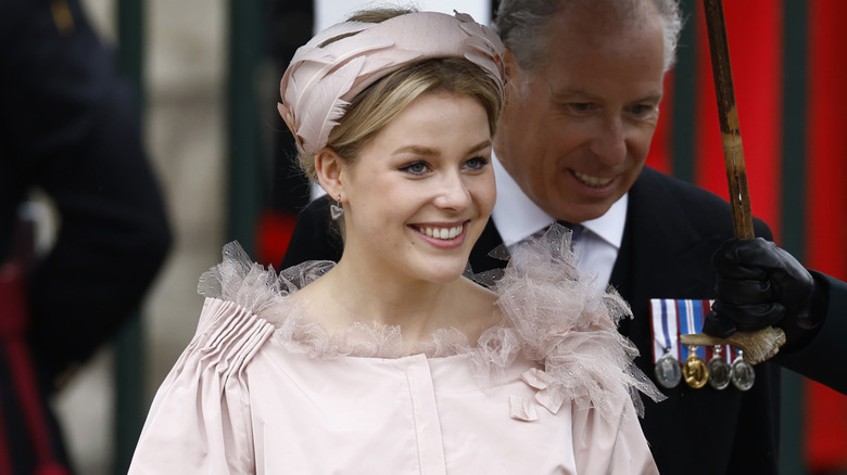 Lady Margarita Armstrong-Jones shoulders-up at King Charles' coronation