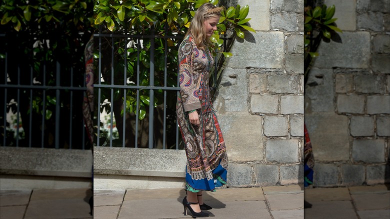 Lady Margarita Armstrong-Jones walking by St. George Chapel