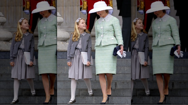 Lady Margarita Armstrong-Jones walking down steps