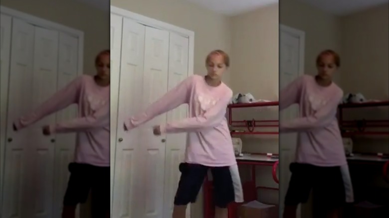 Russell Horning doing the floss in his room in an Instagram video
