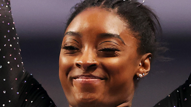 Simone Biles poses at the 2021 US Gymnastics Championships