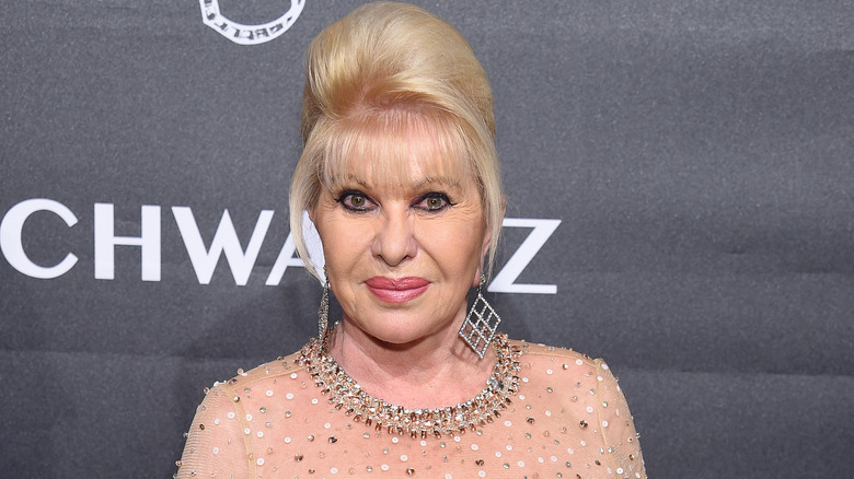 Ivana Trump in close-up sequin illusion dress