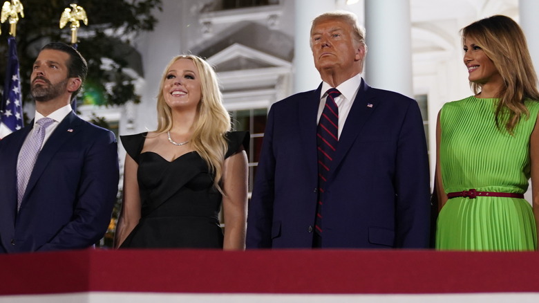 Donald Jr, Tiffany, Donald Sr, and Melania Trump at event