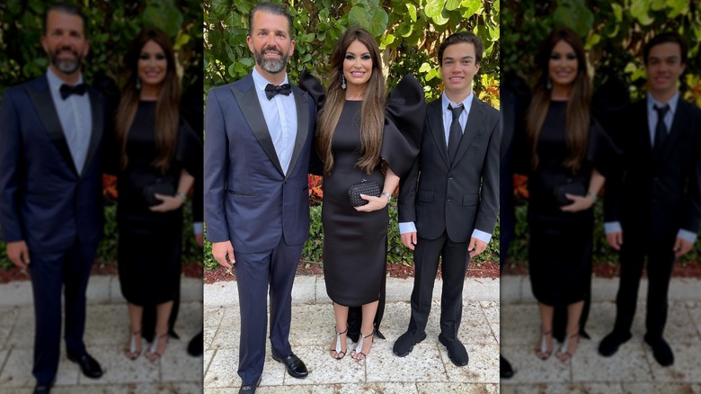 Don Trump Jr., Kimberly Guilfoyle, and her son in black at Tiffany Trump's wedding