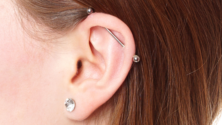 bar piercing girl ear