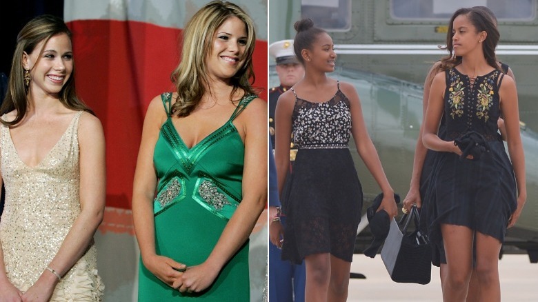 Barbara and Jenna Bush, Sasha and Malia Obama 