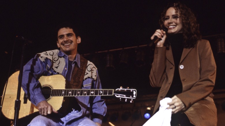 Brad Paisley performs with Chely Wright