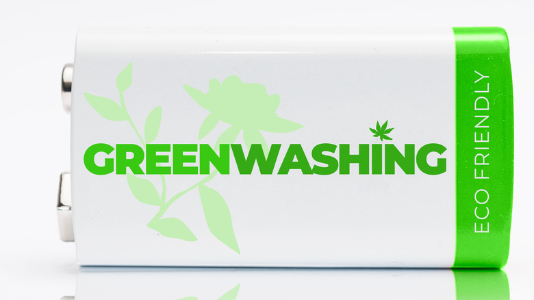 Green-washing printed on a battery 