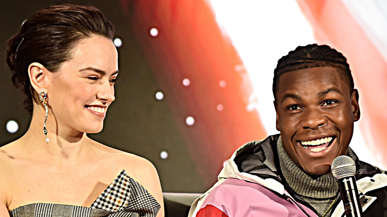 Daisy Ridley and John Boyega laughing