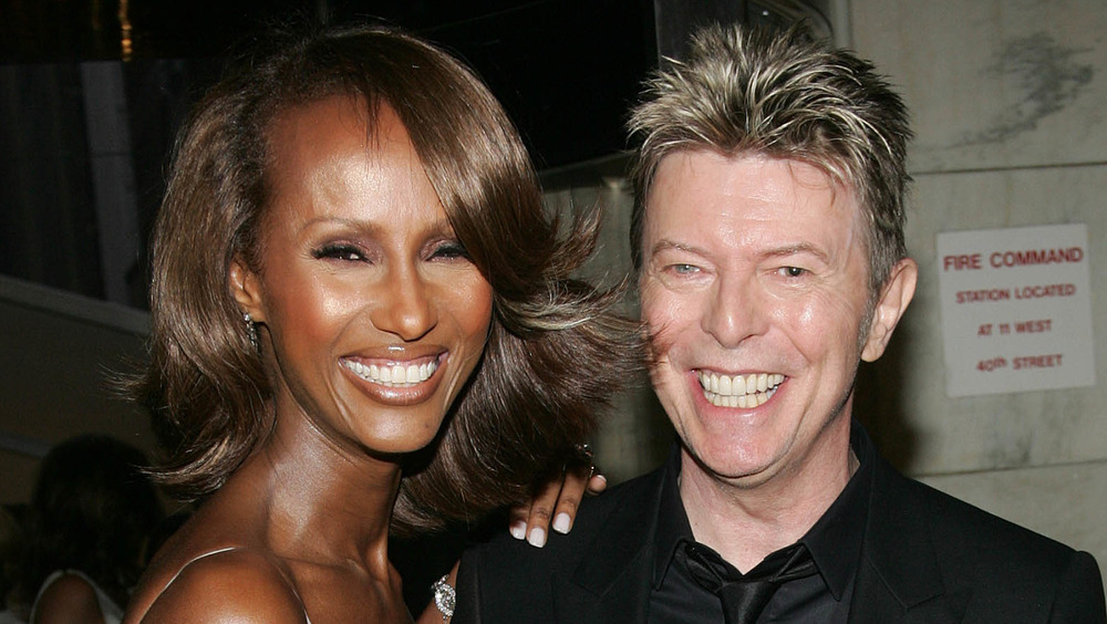 David Bowie and Iman smiling