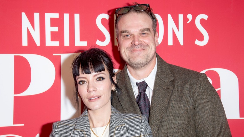 David Harbour Lily Allen smiling