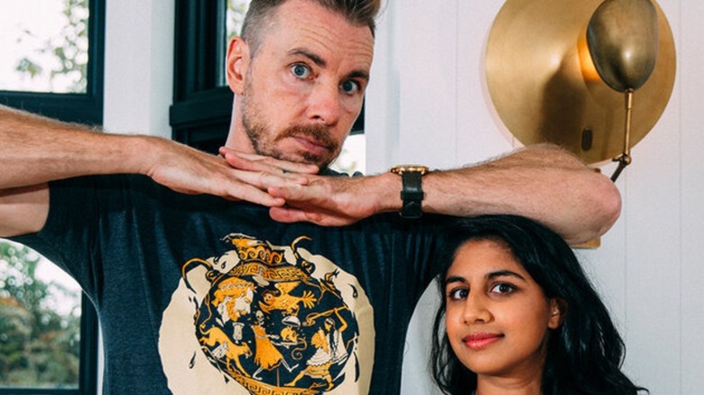 Dax Shepard, Monica Padman posing