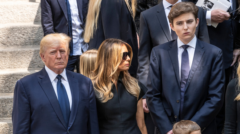 Barron Trump at Ivana Trump's funeral with parents