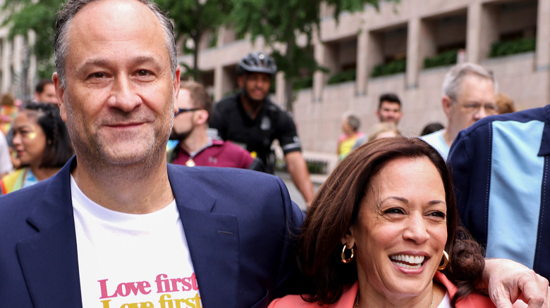 Doug Emhoff and Kamala Harris at parade