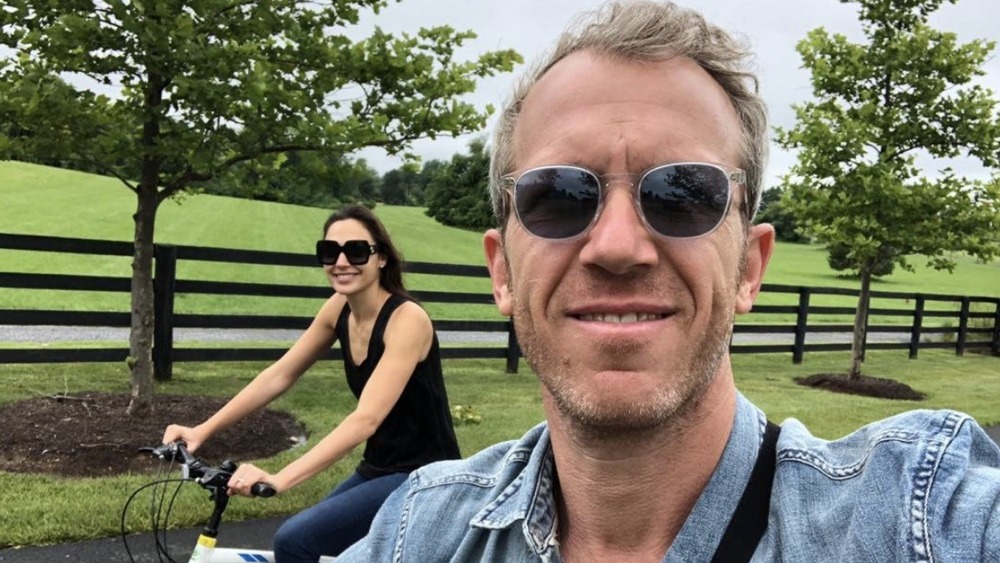 Gal Gadot and Jaron Varsano in a biking selfie