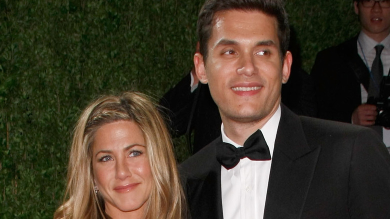 Jennifer Aniston and John Mayer smiling