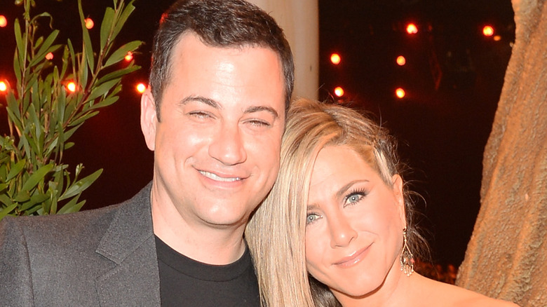 Jimmy Kimmel and Jennifer Aniston pal around at a party in 2013