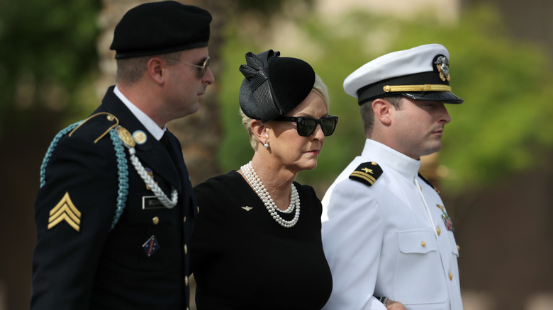 James, Cindy and Jack McCain at funeral