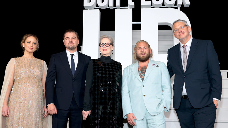 Meryl Streep and Jonah Hill with the cast and director of "Don't Look Up"