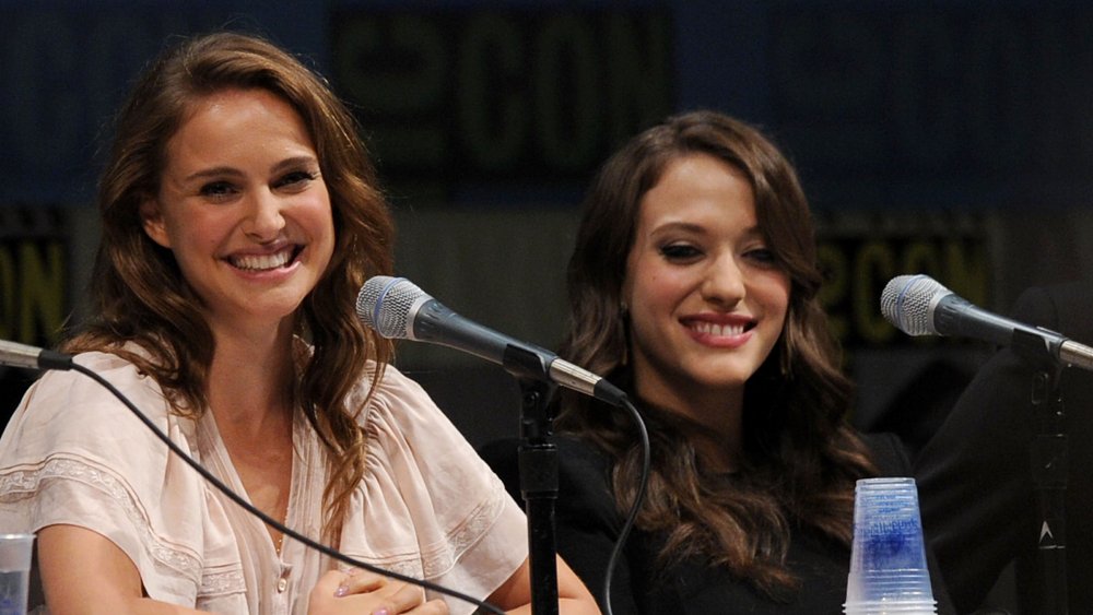 Natalie Portman and Kat Dennings During a Thor Panel