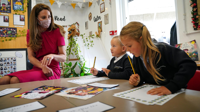 Kate Middleton with school students