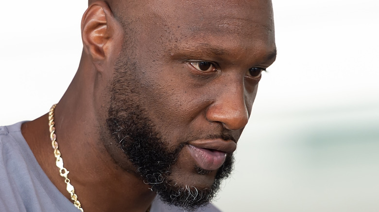 Lamar Odom looking down