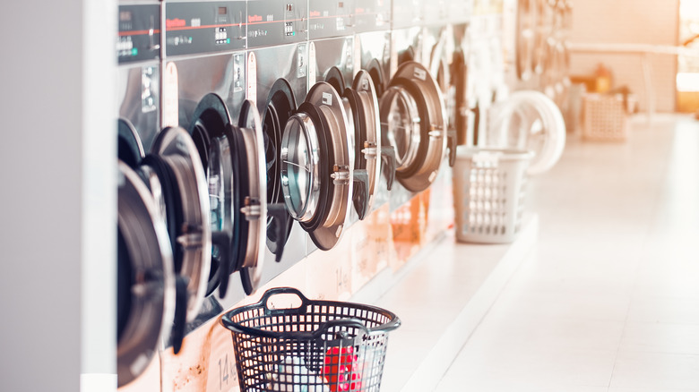 inside a laundromat