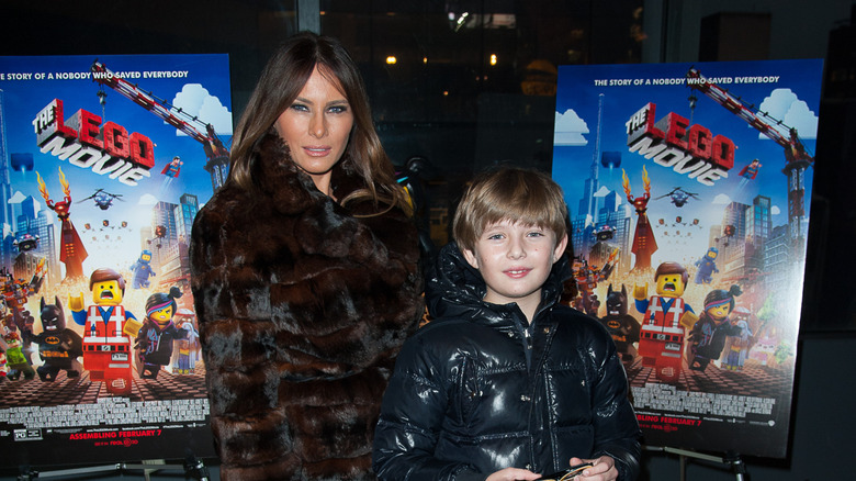Melania Trump and Barron Trump at a Lego Movie premiere