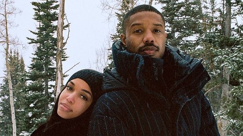 Michael B. Jordan and Lori Harvey pose together
