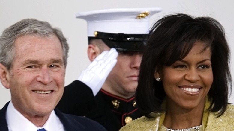 Former President George W. Bush with Michelle Obama