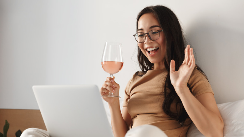 Woman drinking wine