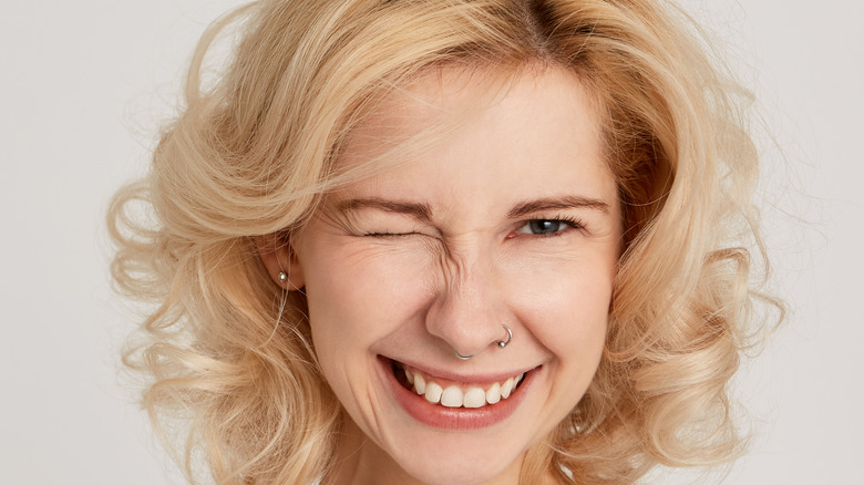 Woman with a hoop piercing