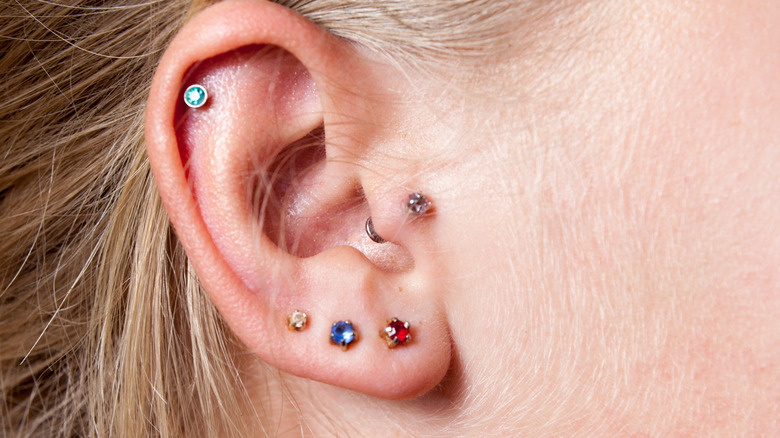 woman with ear piercings 