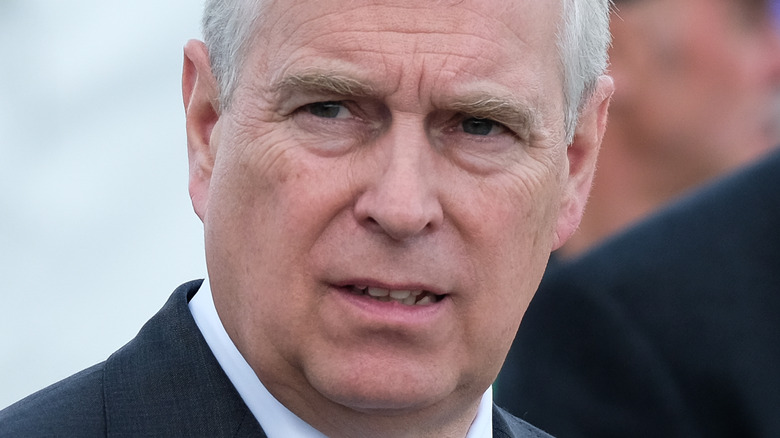 Prince Andrew looking serious