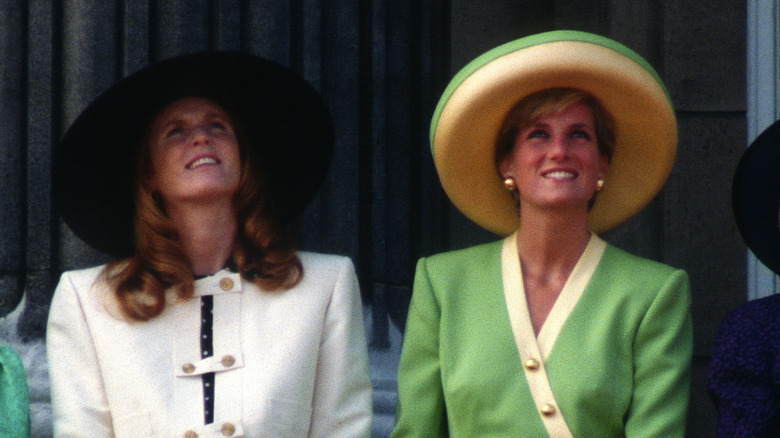 Sarah Ferguson and Princess Diana wearing bold outfits