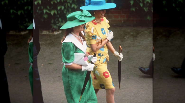 Sarah Ferguson and Princess Diana on a walk