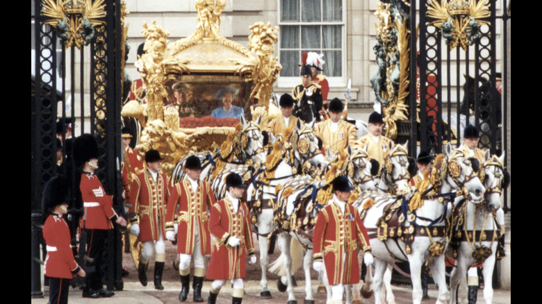 Queen Elizabeth and Prince Phillip on procession during the Golden Jubilee 