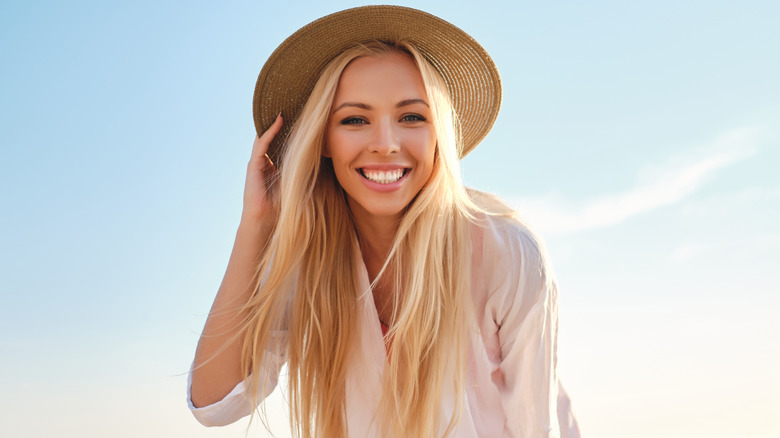 Blond woman at the beach