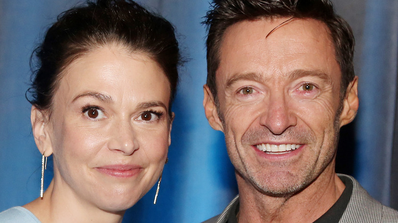 Sutton Foster and Hugh Jackman smiling