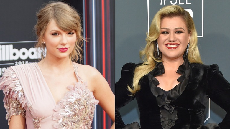 Taylor Swift smiling & Kelly Clarkson smiling