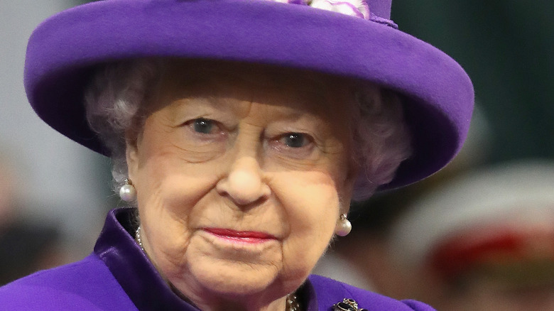 Queen Elizabeth in 2017 wearing royal purple