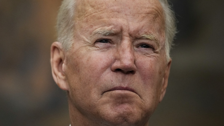 President Joe Biden frowning