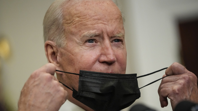 President Joe Biden with a mask