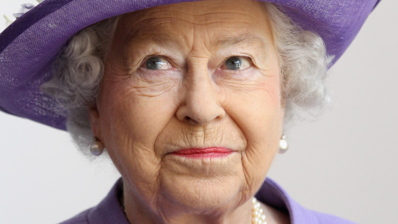 Queen Elizabeth wearing purple