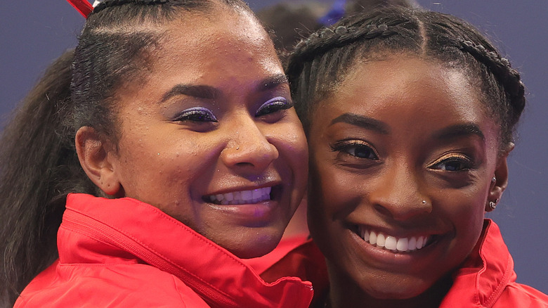 Simone Biles and Jordan Chiles close-up