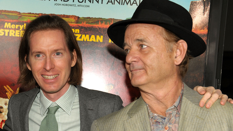 Bill Murray in black hat with Wes Anderson
