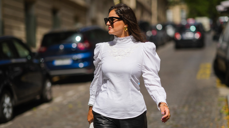 Woman sporting puffy sleeves