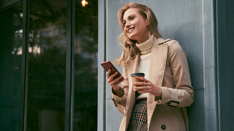 Woman wearing trench coat