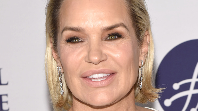 Yolanda Hadid smiles with a short bob.